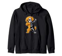 Dabbing Cockapoo Half Skeleton Halloween Costume Owner Zip Hoodie
