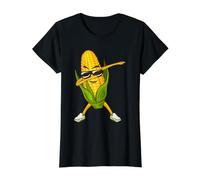 Dabbing Corn Cute Dancing Sweetcorn Funny Farming Value Graphic T-Shirt, Women, Black, M