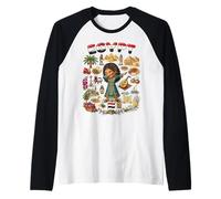 Dabbing Egypt Girl Flag Dress Pyramids Sphinx Koshary Kids Raglan Baseball Tee