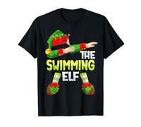 Dabbing Elf Christmas Swimmer Swim The Swimming Elf T-Shirt