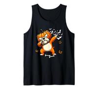Dabbing English Bulldog Carved Pumpkin Horror Head Halloween Tank Top