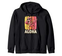 Dabbing Flamingo Sunglasses Aloha Hawaii Sunset Zip Hoodie