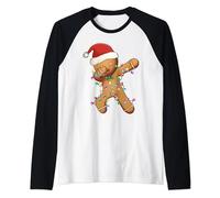 Dabbing Gingerbread Man, Christmas 2023, Dabbing Animals Raglan Baseball Tee