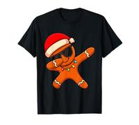 Dabbing Gingerbread Man Wearing A Santa Hat and Sunglasses T-Shirt