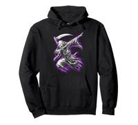 Dabbing Grim Reaper Skeleton Spooky Purple Meme Pullover Hoodie