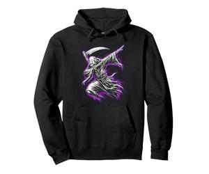 Dabbing Grim Reaper Skeleton Spooky Purple Meme Pullover Hoodie