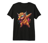 Dabbing Highland Cattle Sunglasses Kids Boys Cow Lover Premium T-Shirt