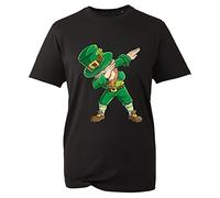 Dabbing Leprechaun T-Shirt, Funny Dab Dance Happy St Patrick's Day Irish Shamrock Ireland Unisex Kids Adults Top (Black, 12 Years)
