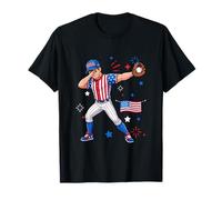 Dabbing Man Costume Playing Baseball Player Lover 4th July T-Shirt