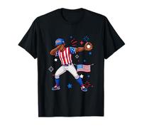 Dabbing Man Costume Playing Baseball Player Proud 4th July T-Shirt