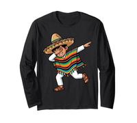 Dabbing Mexican Boy Poncho with Sombrero Cinco De Mayo Dab Long Sleeve T-Shirt