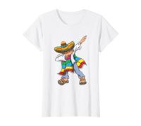 Dabbing Mexican Poncho Cinco de Mayo Value Graphic T-Shirt, Women, White, S
