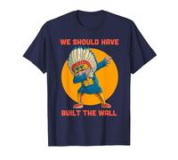 Dabbing Native Americans We Should Have Built The Wall T-Shirt, Men, Navy Blue, 3X-Large