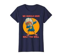 Dabbing Native Americans We Should Have Built The Wall T-Shirt, Women, Navy Blue, X-Small