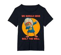 Dabbing Native Americans We Should Have Built The Wall T-Shirt, Women's Plus, Black, 1X