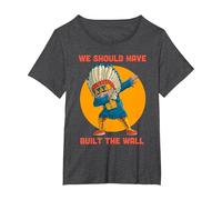 Dabbing Native Americans We Should Have Built The Wall T-Shirt, Women's Plus, Dark Heather Grey, 2X