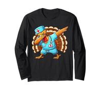 Dabbing Nurse Turkey Funny Thanksgiving Design Long Sleeve T-Shirt