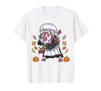 Dabbing Pilgrim Unicorn Girl Thanksgiving Kids Value Graphic T-Shirt