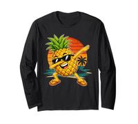 Dabbing Pineapple Sunglasses Cartoon Tropical Fruit Sunset Long Sleeve T-Shirt