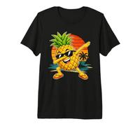 Dabbing Pineapple Sunglasses Cartoon Tropical Fruit Sunset Premium T-Shirt