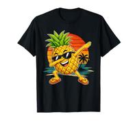 Dabbing Pineapple Sunglasses Cartoon Tropical Fruit Sunset T-Shirt