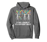 Dabbing Skeleton Not A Disability Autism Awareness Kids Boys Pullover Hoodie, Adult Unisex, Asphalt Grey, Medium