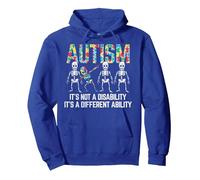 Dabbing Skeleton Not A Disability Autism Awareness Kids Boys Pullover Hoodie, Adult Unisex, Royal Blue, X-Large