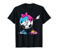 Dabbing Soccer Ice Cream Drip Girls Bow Sweet Soccer T-Shirt