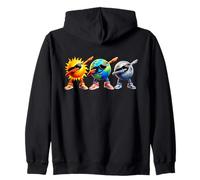 Dabbing Sun Earth Moon Solar System Space Meme Earth Day Zip Hoodie