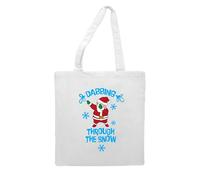 Dabbing through the snow [BCX] tote style shopping bag - white