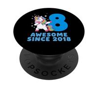 Dabbing Unicorn 8th Birthday Awesome Since 2018 PopSockets Adhesive PopGrip
