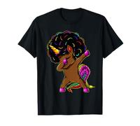 Dabbing Unicorn Afro Natural Hair Black Girl Unicorn T-Shirt