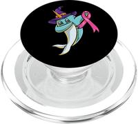 Dabbing Witch Narwhal Breast Cancer Halloween PopSockets PopGrip for MagSafe