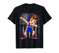 Dabbing Wrestling Boy Wrestler US Flag T-Shirt