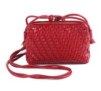 Dabdays Woven Crossbody Bags for Women Handwoven Purses Vegan Leather Small Handbag Handmade Shoulderbag, Red, S