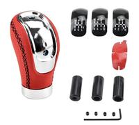 Dabhuoc 5/6 Speed Universal PU Leather Gearshift Replacement Manual Car Gear Stick Shift Knob Modified Stick Head Gear Knob Set Shift Handle(Red)