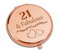Dabihu 21st Birthday Gifts for Women Travel Compact Pocket Makeup Mirror for 21 Years Old Daughter Friends Sisters Inspirational 21st Birthday Gift Turning 21 Folding Mini Pocket Mirror