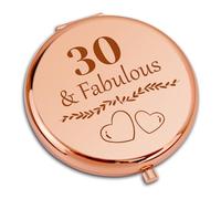 Dabihu 30th Birthday Gifts for Women Travel Compact Pocket Makeup Mirror for 30 Years Old Daughter Sister Friends Colleague Turning 30 Gifts Women Birthday Rose Gold Compact Mirror