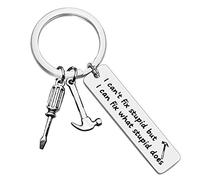 Dabihu Carpenter Keychain Carpenter Builder Gifts I Can Fix What Stupid Does Keyring Woodworker Handyman Gift for Dad Husband Boyfriend Grandpa Mechanic Woodworker Coworker Christmas Birthday Gift