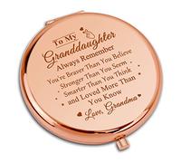 Dabihu Granddaughter Gifts from Grandma Compact Makeup Mirror for Women Inspirational Gifts for Granddaughter from Grandmother Encouragement Graduation Present Motivational Folding Makeup Mirror