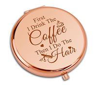 Dabihu Hair Stylist Gift Coffee Lover Gift Compact Makeup Mirror for Hair Dresser Stylists Barber Hairdresser Gifts for Women Hairdresser Gift Ideas Folding Makeup Mirror for Girls Birthday