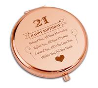 Dabihu Happy 21st Birthday Gifts for Her Pocket Makeup Mirror Turning 21 Travel Compact Pocket Makeup Mirror for 21 Years Old Girls Happy Birthday Gifts for 21st Daughter Sister Niece