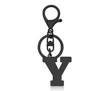 Dabihu Initial Letter Keyring for Women Men Alphabet Keychain Stainless Steel Letter Pendant with Key Ring for Car Key Handbag Backpack Bag Purse Black Letter Initial Gift Initial Monogram Letter Y