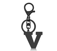 Dabihu Initial Letter Keyring for Women Men Alphabet Keychain Stainless Steel Letter Pendant with Key Ring for Car Key Handbag Backpack Bag Purse Black Letter Initial Gift Initial Monogram Letter V