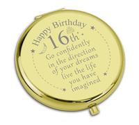 Dabihu Inspirational 16th Birthday Gifts for Girls Sweet 16 Compact Pocket Makeup Mirror for Daughter Sister Friends Folding Makeup Mirror Birthday Gifts for Niece 16 Year Old Gift Encouragement Gift