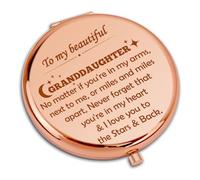 Dabihu Inspirational Granddaughter Gifts Travel Compact Pocket Makeup Mirror Graduation Birthday Gifts for Granddaughters To My Granddaughter Gift from Grandma Grandpa Round Rose Gold Makeup Mirror