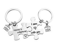 Dabihu New Home Keyring House Keyring Home Keychain Family Keyring Gift Home is Wherever I’m with You Keychain Set Housewarming Gifts for New Homeowner First Home Gift Keychain Moving in Key Chain