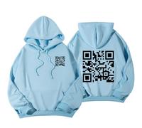 DabinFa Funny Scannable Code Unisex Hoodie Pullover Hoodie Code UnisexFunny Qr Code Hoodie (Light blue,XL)