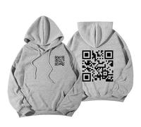 DabinFa Funny Scannable Code Unisex Hoodie Pullover Hoodie Code UnisexFunny Qr Code Hoodie (Light gray,S)