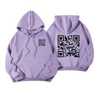 DabinFa Funny Scannable Code Unisex Hoodie Pullover Hoodie Code UnisexFunny Qr Code Hoodie (Light purple,L)
